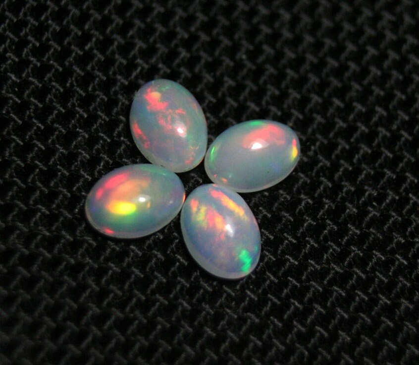 Welo Opal Cabochon 7x5mm 4pc Lot 2ct Lot Rainbow Ovals AAA Crystal Opal