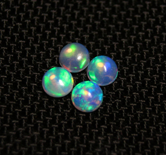 Welo Opal Round 5x5mm Cabochons 4pc Lot 1.26ct AAA Neon Natural Ethiopian Opal