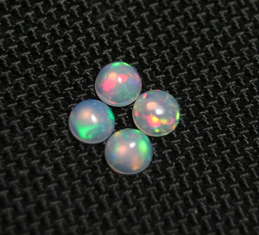 Welo Crystal Opal Round 5x5mm Cabochons 4pc Lot 1.19ct AAA Jelly Opal