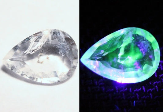 Faceted Hyalite Opal 1.5ct Fluorescent Rare Natural Mexican Hyalite Opal 11x8mm