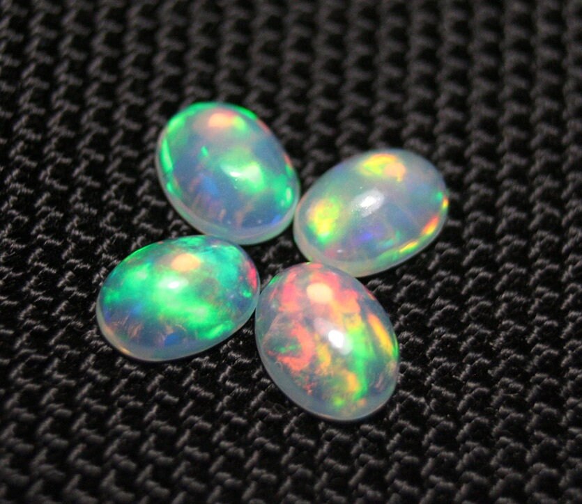 Welo Crystal Opal Cabochon 3.13ct 4pc Lot Lovely Natural Matching Opal Lot 8x6mm