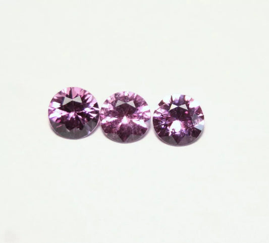 Umba Natural Sapphire 3pc 1.2ct Magenta Pink Purple Untreated Precision Cut 4.5mm