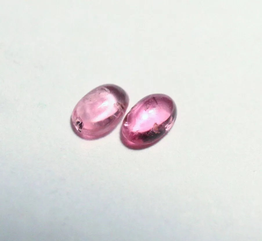 Pezzottaite Cabochon 2pc Lot 0.18ct Ultra Rare Raspberry Beryl Madagascar 3.5x2mm