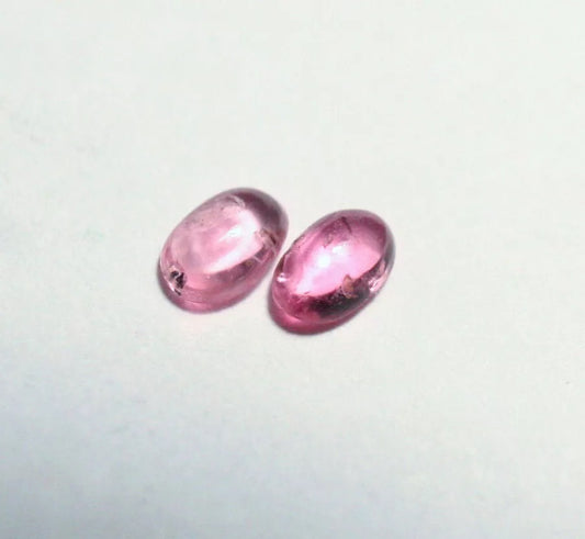 Pezzottaite Cabochon 2pc Lot 0.18ct Ultra Rare Raspberry Beryl Madagascar 3.5x2mm