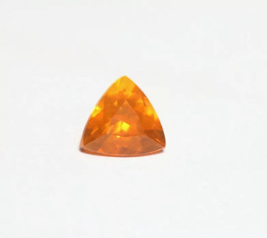 Faceted Yellow Mexican Fire Opal 0.61ct Trillion Cut Natural Rich Opalescent 6x6mm