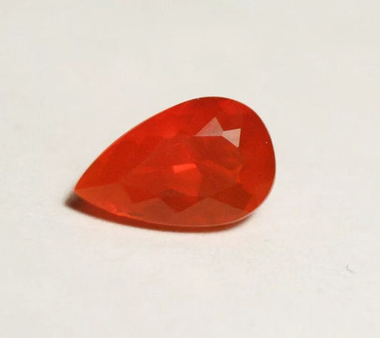 Faceted Mexican Fire Opal 1.2ct Pear Cut Natural Rich Opalescent 9.5x6mm