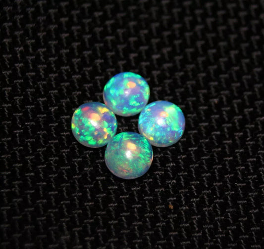 Welo Crystal Opal Round 5x5mm Cabochons 4pc Lot 1.46ct AAA Natural Opal Ethiopia