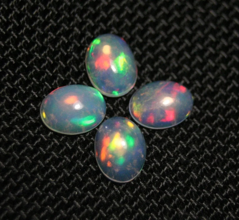 Welo Crystal Opal Cabochon 2.6ct 4pc Lot Lovely Natural Matching Opal Lot 8x6mm