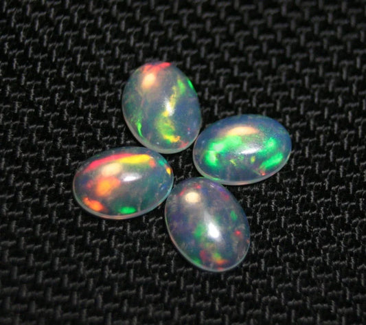 Welo Crystal Opal Cabochon 2.4ct 4pc Lot Lovely Natural Matching Opal Lot 8x6mm