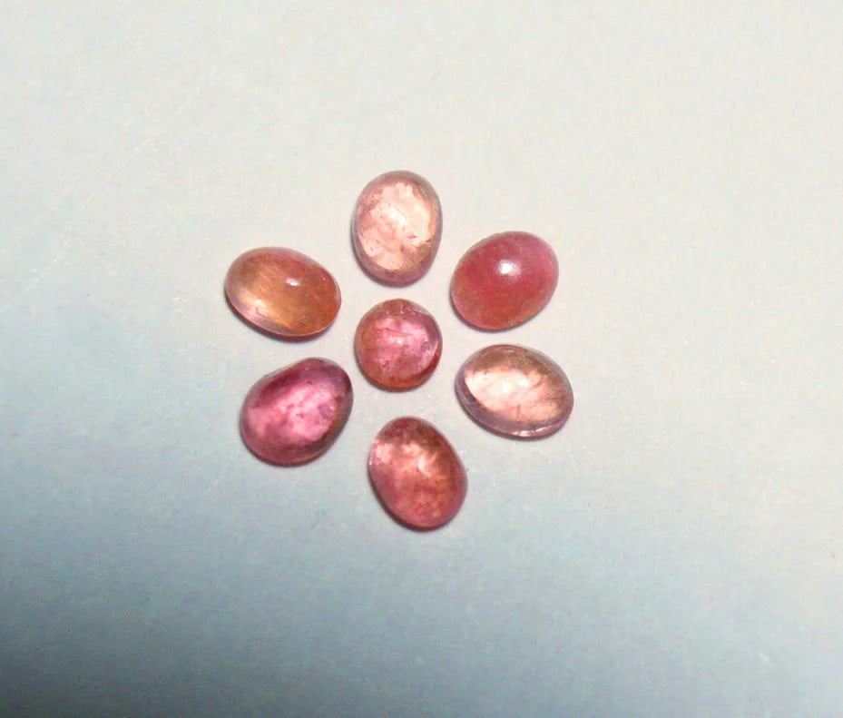 Pezzottaite Cabochon 7pc Lot 1.34ct Ultra Rare Raspberry Beryl - Madagascar