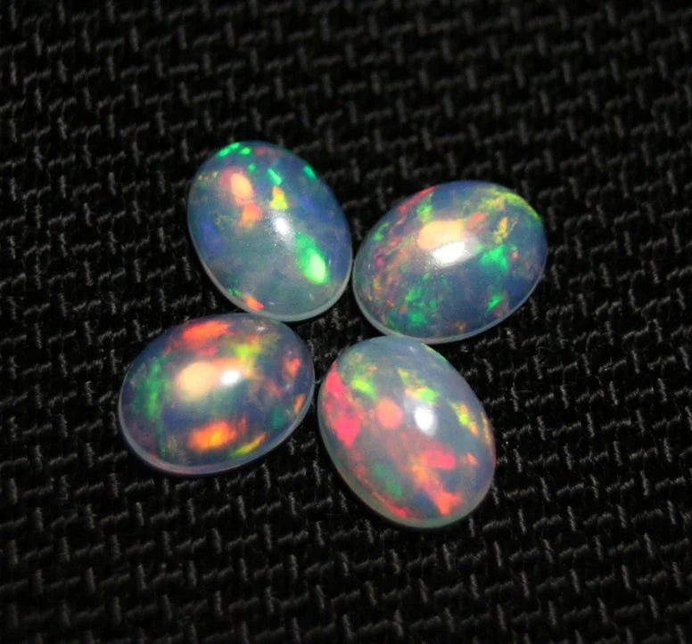 Welo Crystal Opal Cabochon 2.89ct 4pc Lot Lovely Natural Matching Opal Lot 8x6mm