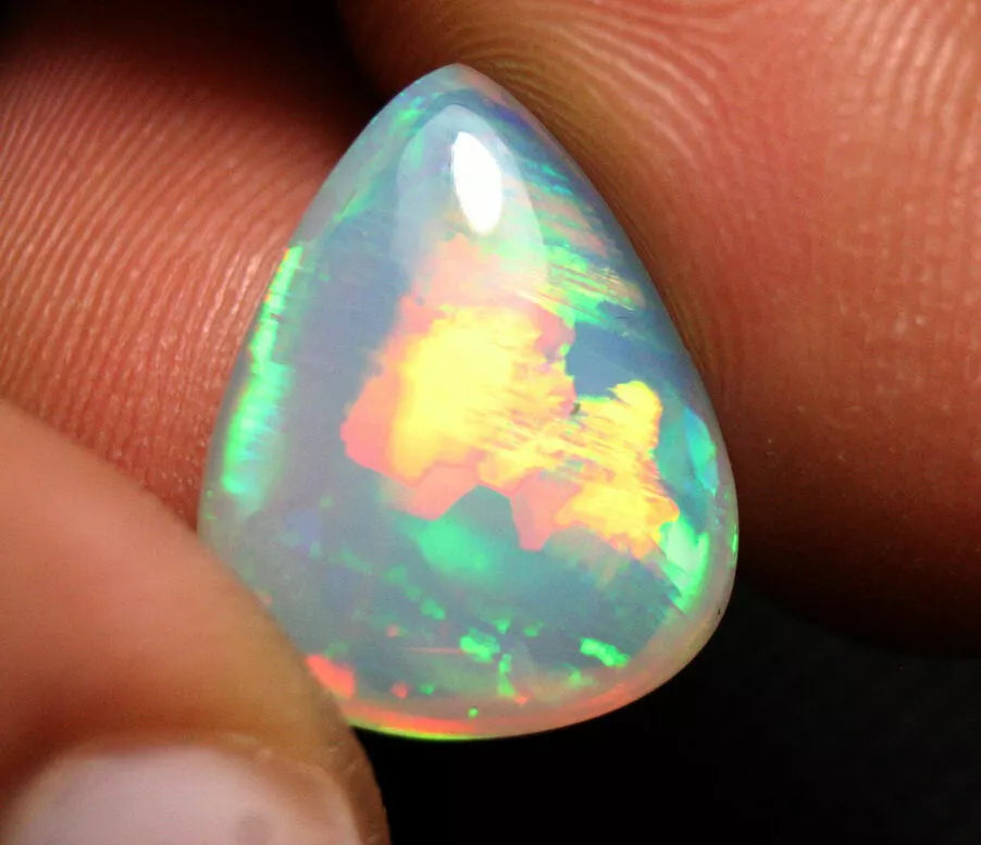 Welo Opal Cabochon 9ct Digital Rainbow Flash Natural Crystal Opal Ethiopia Video 18x14mm