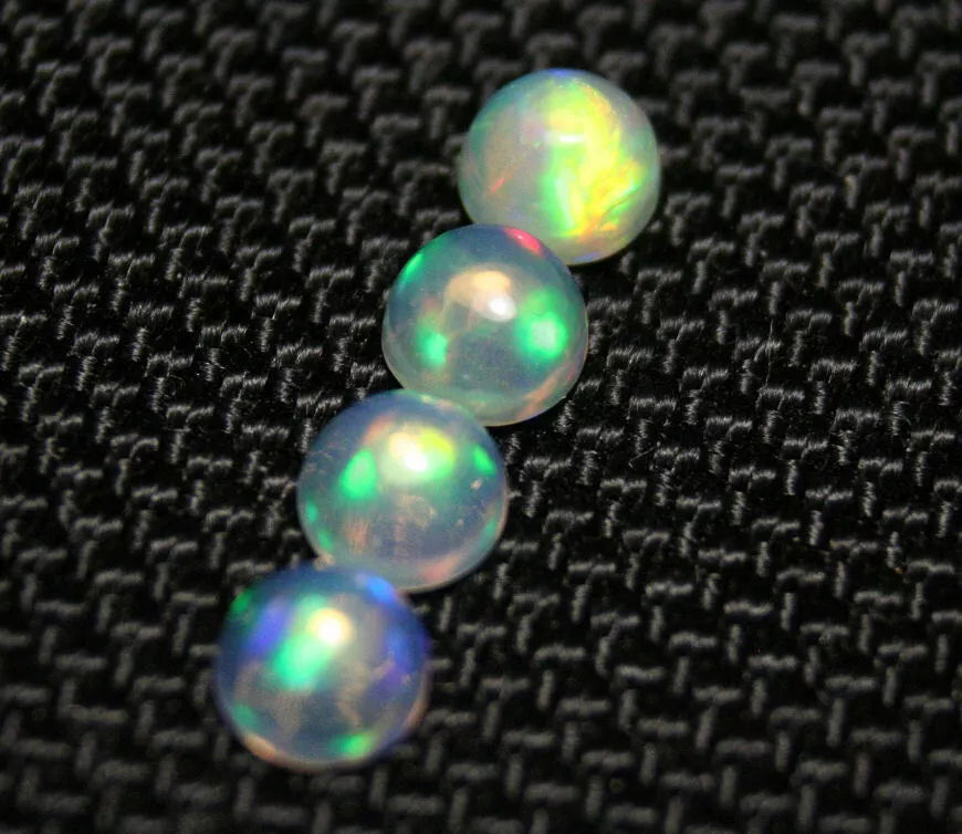 Welo Crystal Opal Round 5x5mm Cabochons 4pc Lot 1.68ct AAA Natural Jelly Opal