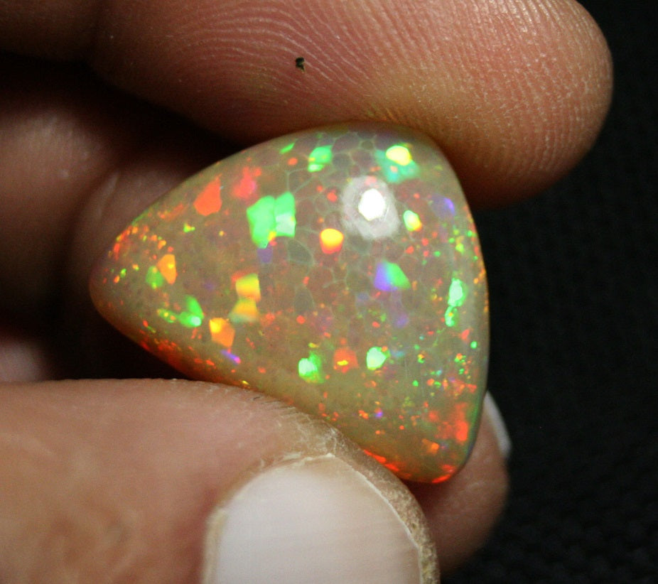 Welo Honey Opal Cabochon 16.2ct Honeycomb Confetti Inferno Natural Opal Video