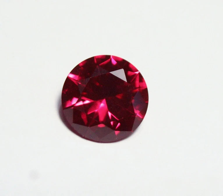 Lab Created Ruby 10mm Scintillating Precision Cut Brilliant Round AAA Swiss 4.3ct