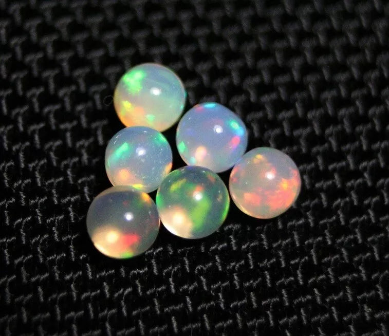 Welo Opal Crystal Ball Sphere 4x4mm  6pc Lot 2.24ct Natural Ethiopian Opal