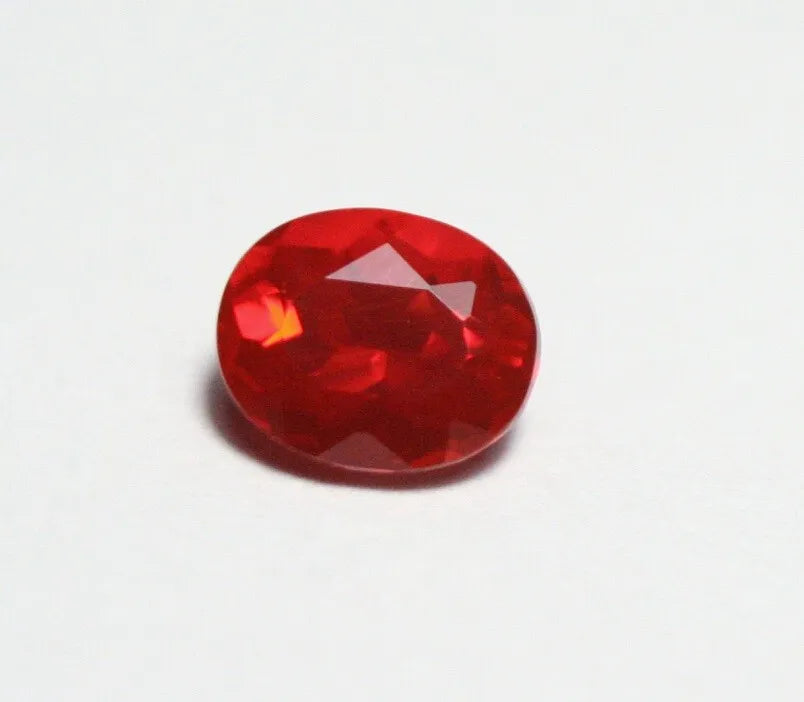 Faceted Red Mexican Fire Opal 0.68ct Oval Cut Natural Rich Opalescent Opal 6x5mm