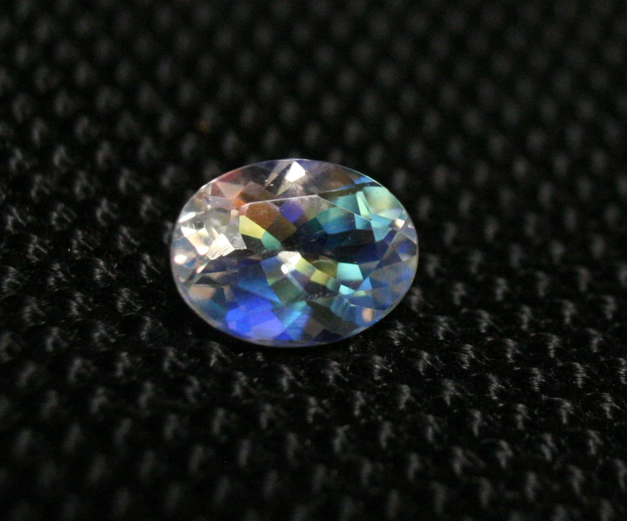 Faceted Moonstone 1.27ct Madagascar AAA Rainbow Moonstone 9x7mm Oval