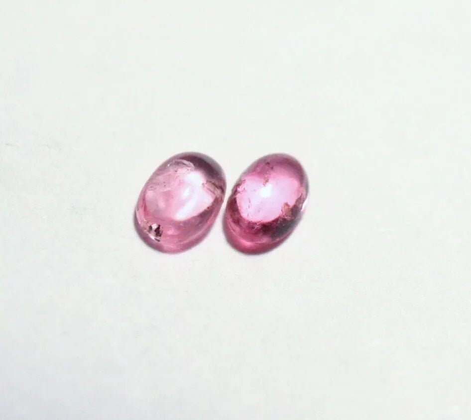 Pezzottaite Cabochon 2pc Lot 0.18ct Ultra Rare Raspberry Beryl Madagascar 3.5x2mm