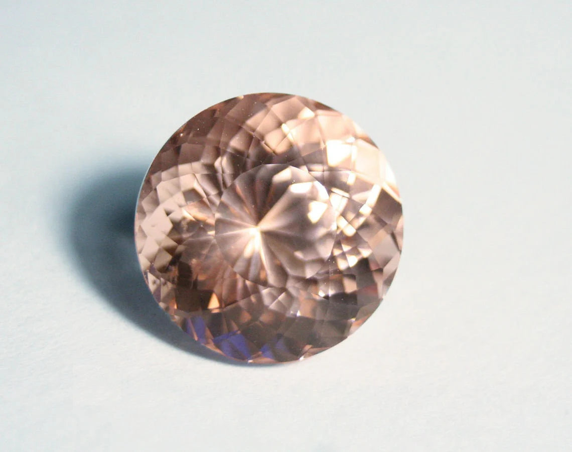 16.7ct Peach / Pink Morganite - Stunning Clean Precision Portuguese Cut Gem 15mm Round