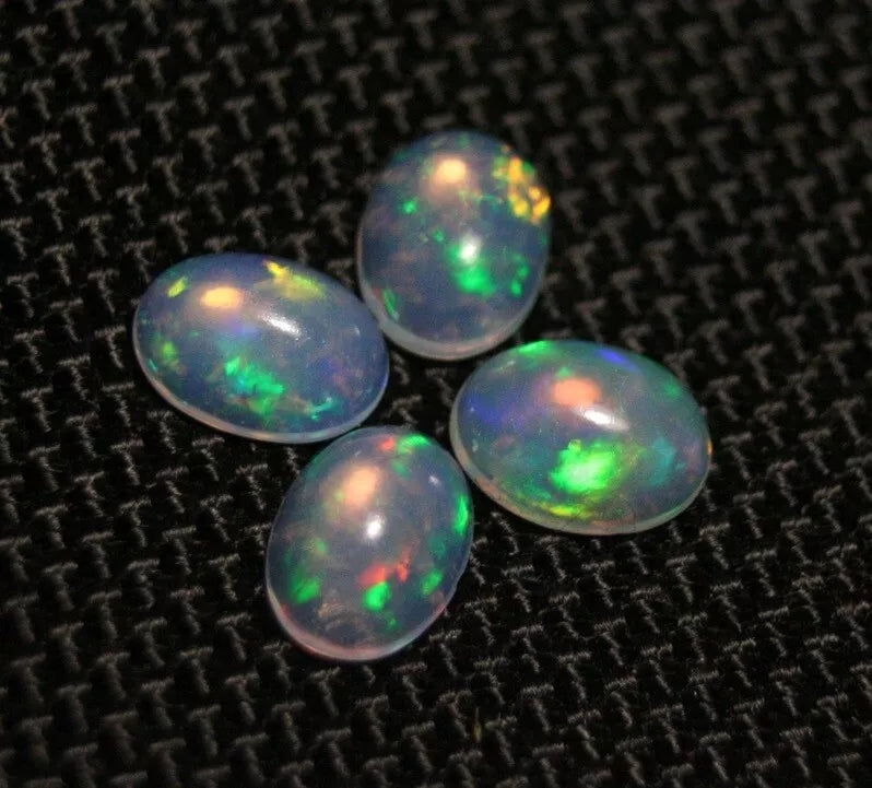 Welo Crystal Opal Cabochon 8x6mm 4pc Lot 2.84ct Lovely Natural Matching Opal Lot