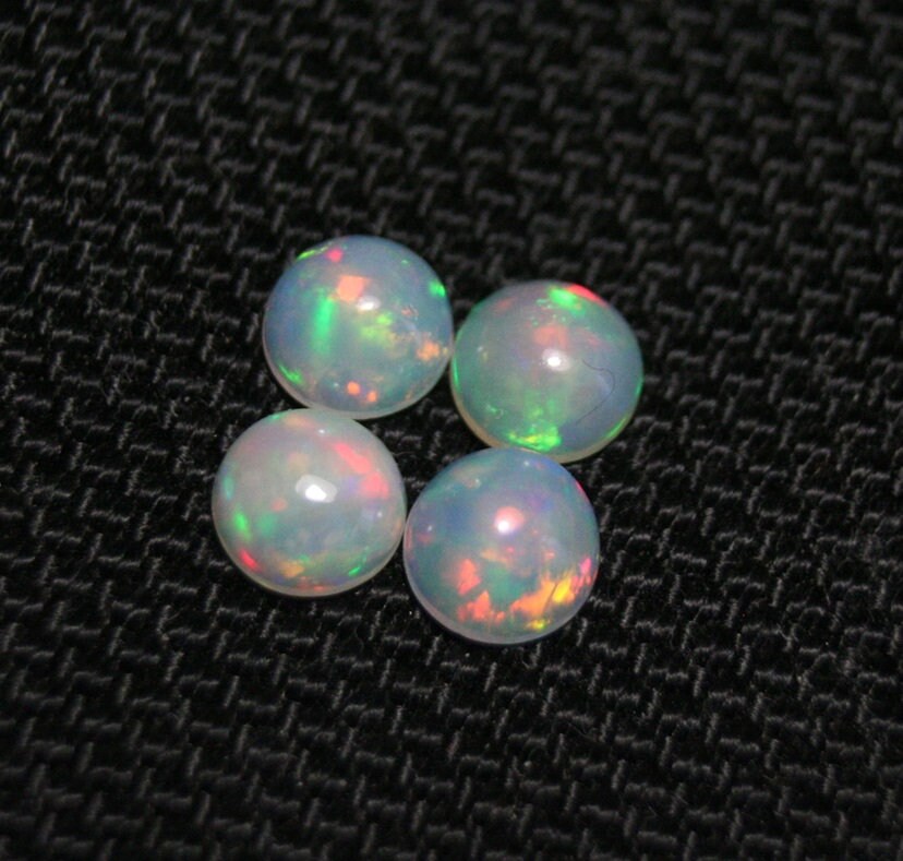 Welo Crystal Opal Round 6x6mm Cabochons 4pc Lot 2.12ct AAA Jelly Opal