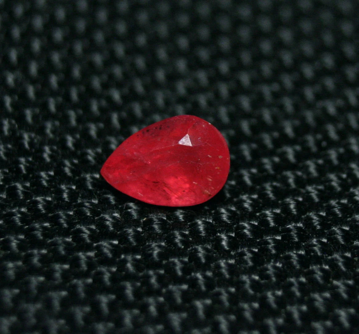 Rare Faceted Rhodonite 0.89ct Brazil Ultra Rare Crimson Red Gem Grade Rhodonite 7x5mm