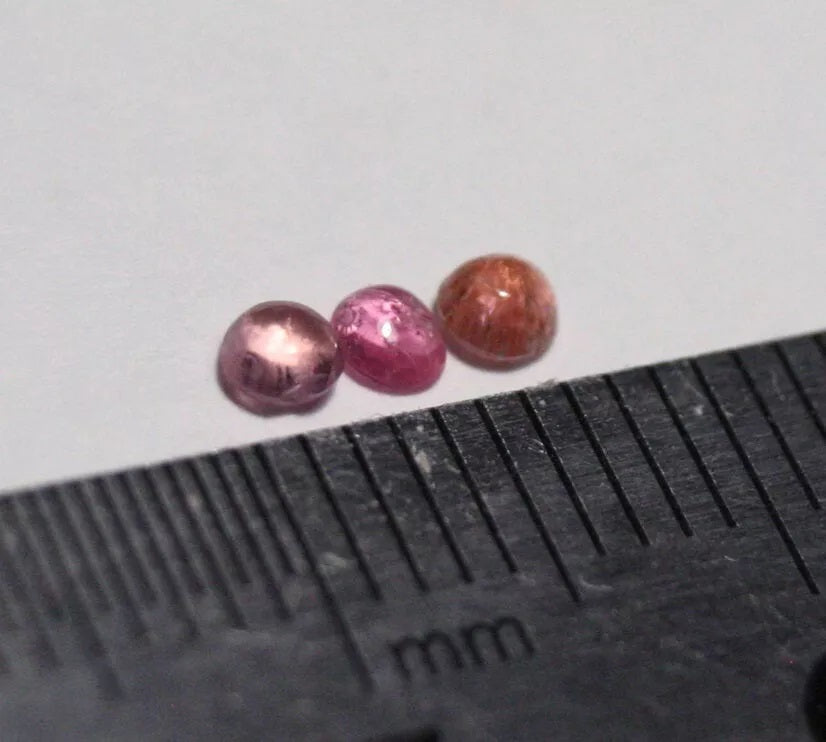 Pezzottaite Cabochon 3pc Lot 0.23ct Ultra Rare Neon Raspberry Beryl Madagascar