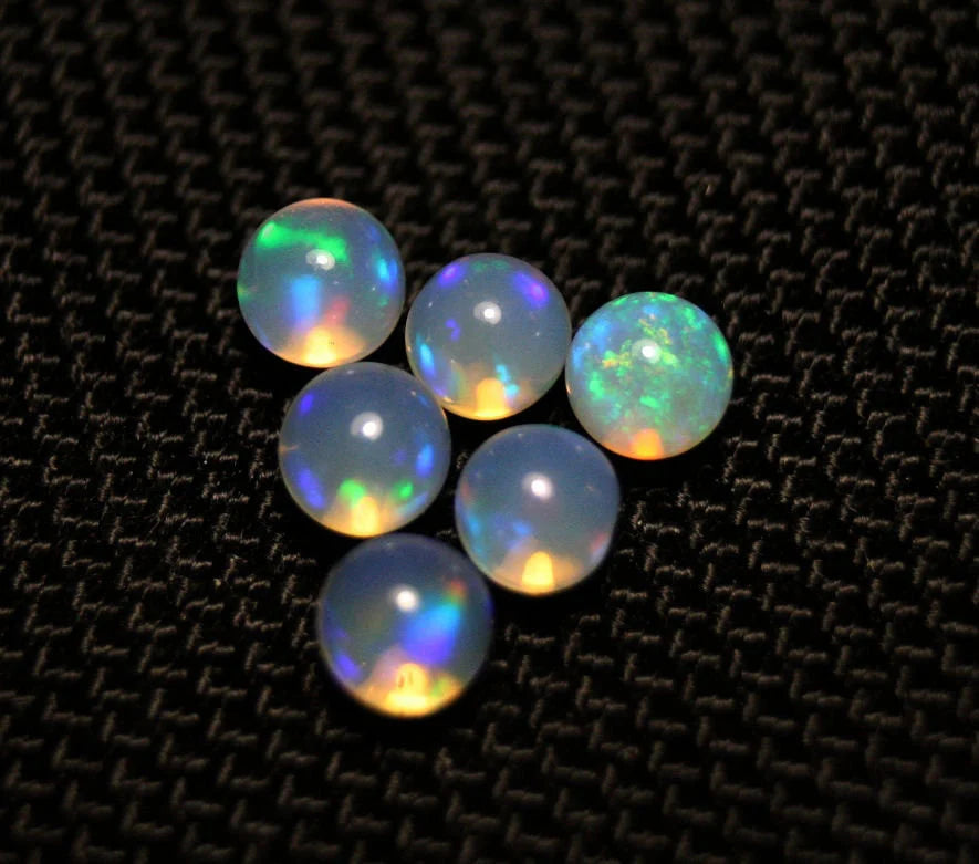 Welo Opal Crystal Ball 4.1ct 6pc Lot Neon Spheres Natural Opal 5x5mm