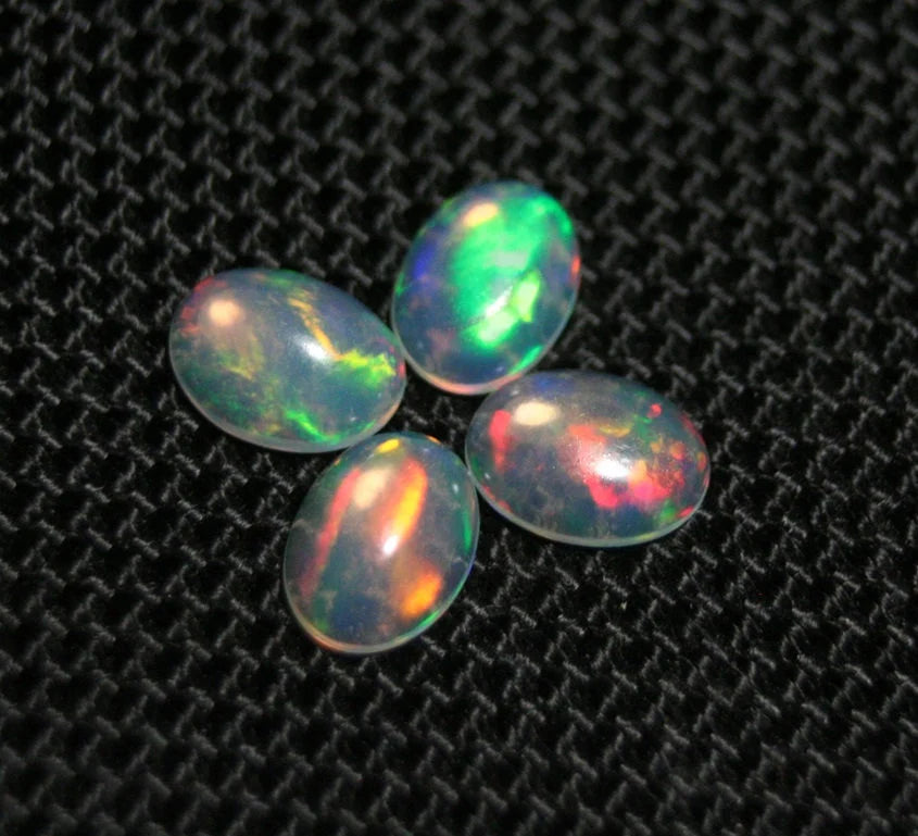 Welo Crystal Opal Cabochon 2.4ct 4pc Lot Lovely Natural Matching Opal Lot 8x6mm