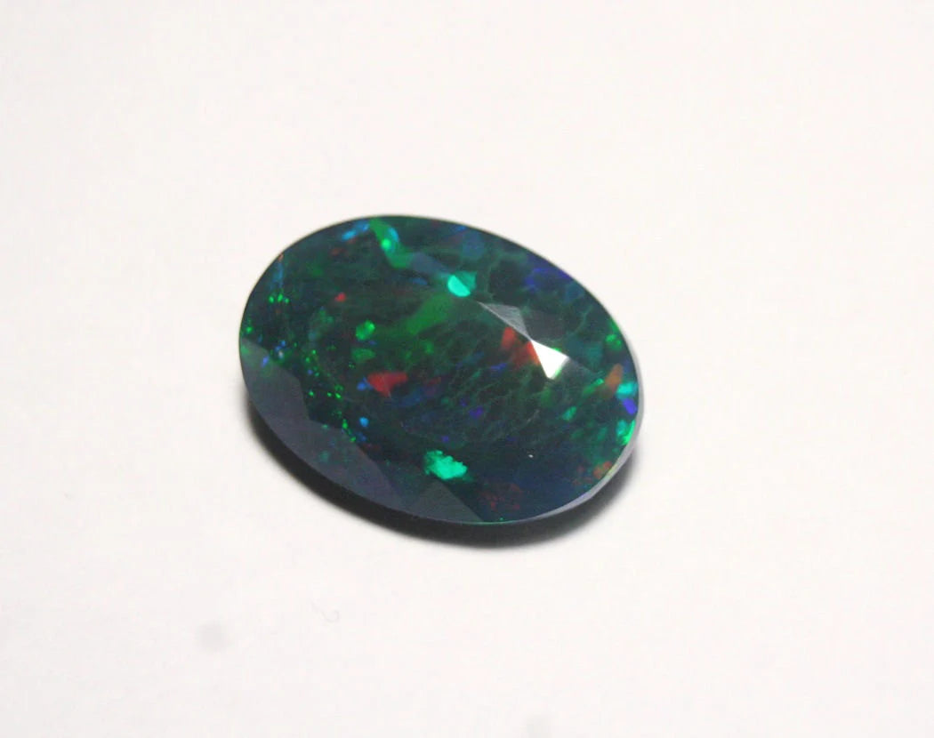 Faceted Black Welo Opal 6ct Honeycomb Confetti AAA Ethiopian Opal 16x11mm