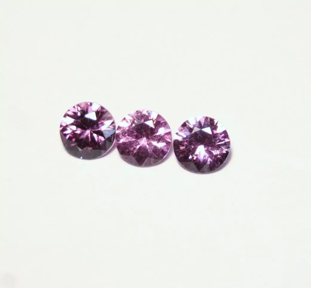 Umba Natural Sapphire 3pc 1.2ct Magenta Pink Purple Untreated Precision Cut 4.5mm