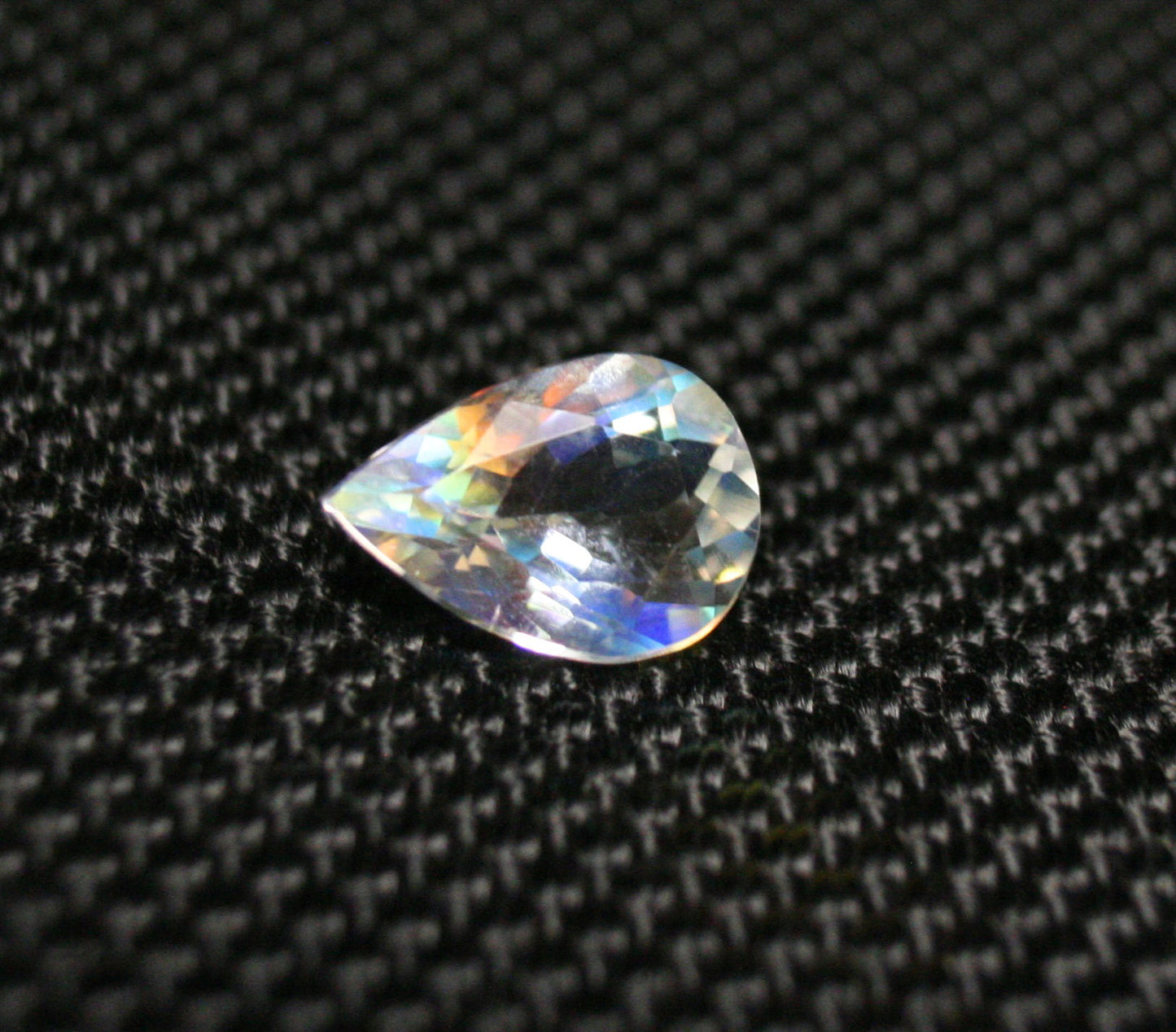 Faceted Moonstone 1.62ct Madagascar AAA Rainbow Moonstone 10x7mm Pear