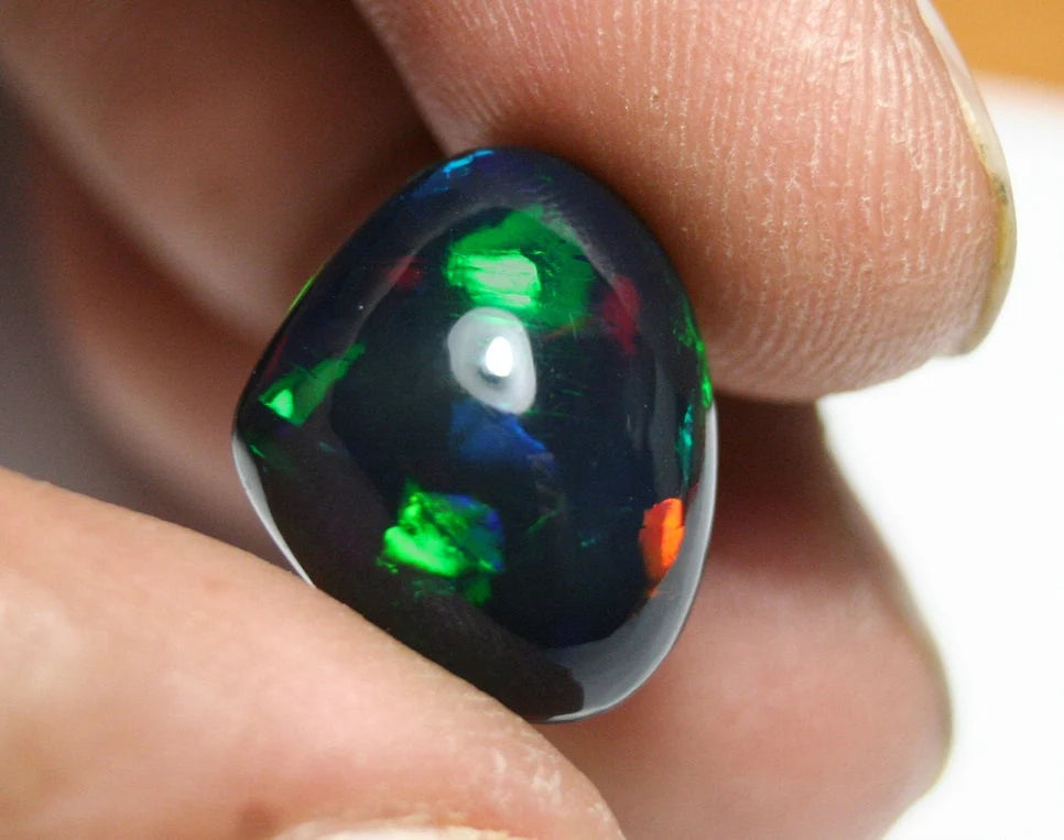 10.44ct Welo Black Opal Cabochon Top Neon Rainbow AAA Opal See Video 18x15mm