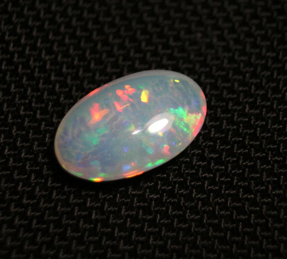 Welo Crystal Opal Cabochon 5.1ct Rainbow Mosaic Prism Flash Natural Water Clear 17x11mm