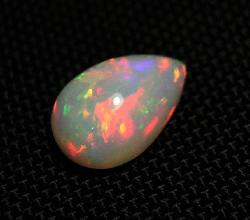 Welo Precious Opal Cabochon 9.7ct Rainbow Blaze Pear AAA Natural Ethiopian Video