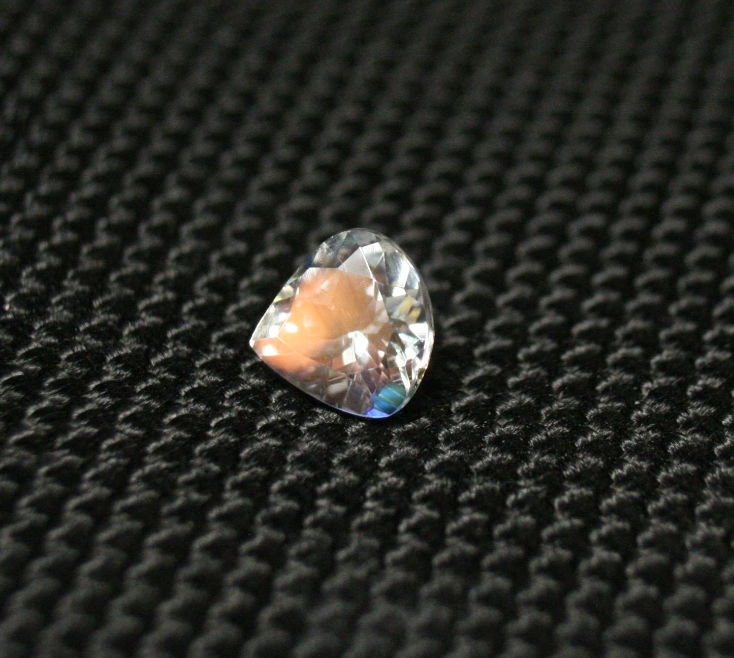 Faceted Moonstone 0.89ct Madagascar AAA Rainbow Moonstone 7x7mm Pear