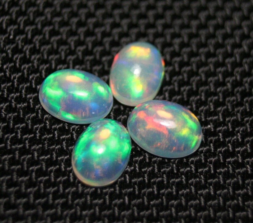 Welo Crystal Opal Cabochon 3.13ct 4pc Lot Lovely Natural Matching Opal Lot 8x6mm