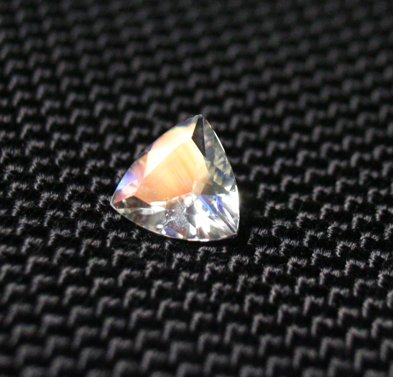 Faceted Moonstone 0.8ct Madagascar AAA Rainbow Moonstone 7x7mm Trillion