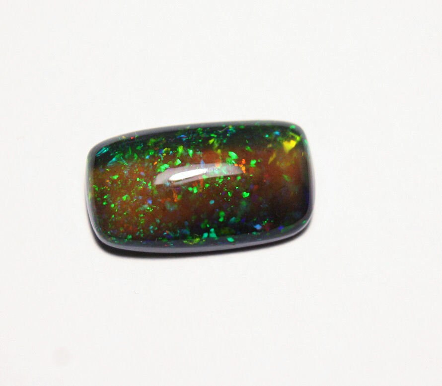 Welo Black Opal Cabochon 4.5ct Neon Confetti Bar Natural Ethiopian Opal Video