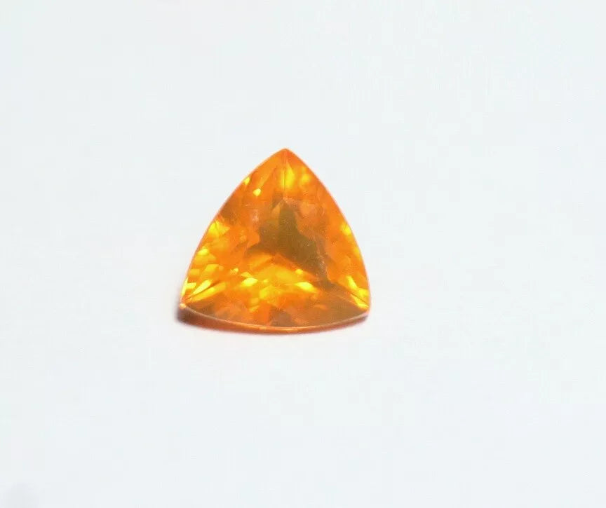 Faceted Orange Mexican Fire Opal 0.66ct Trillion Cut Natural Opalescent 6.5x6.5mm