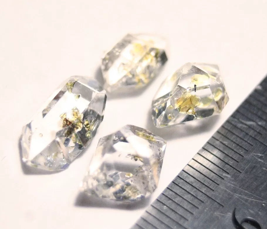 13ct Rare Fluorescent Petroleum Enhydro Oil Diamond Quartz Crystal 4pc Lot AAA