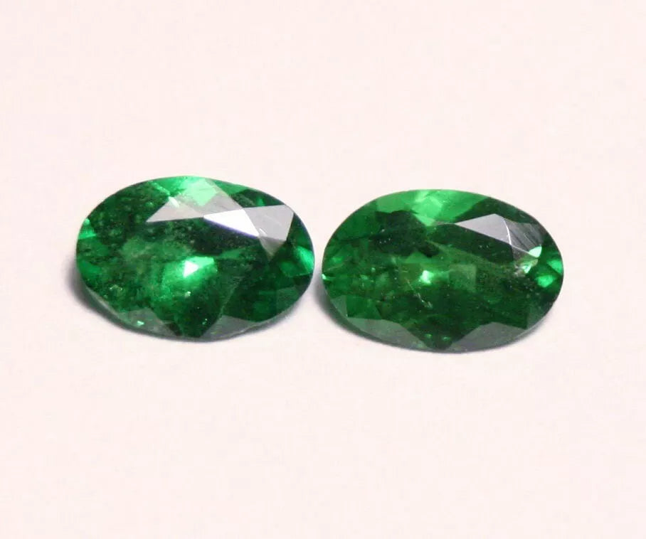 Tsavorite Garnet 1.24ct Oval Pair Rare Emerald Green Fine Gem - Tanzania 6x4mm