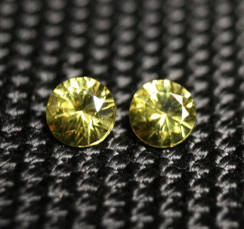 Burmese Chrysoberyl Pair 0.6ct Yellowish Green Beautiful Scintillating Gems 4x4mm