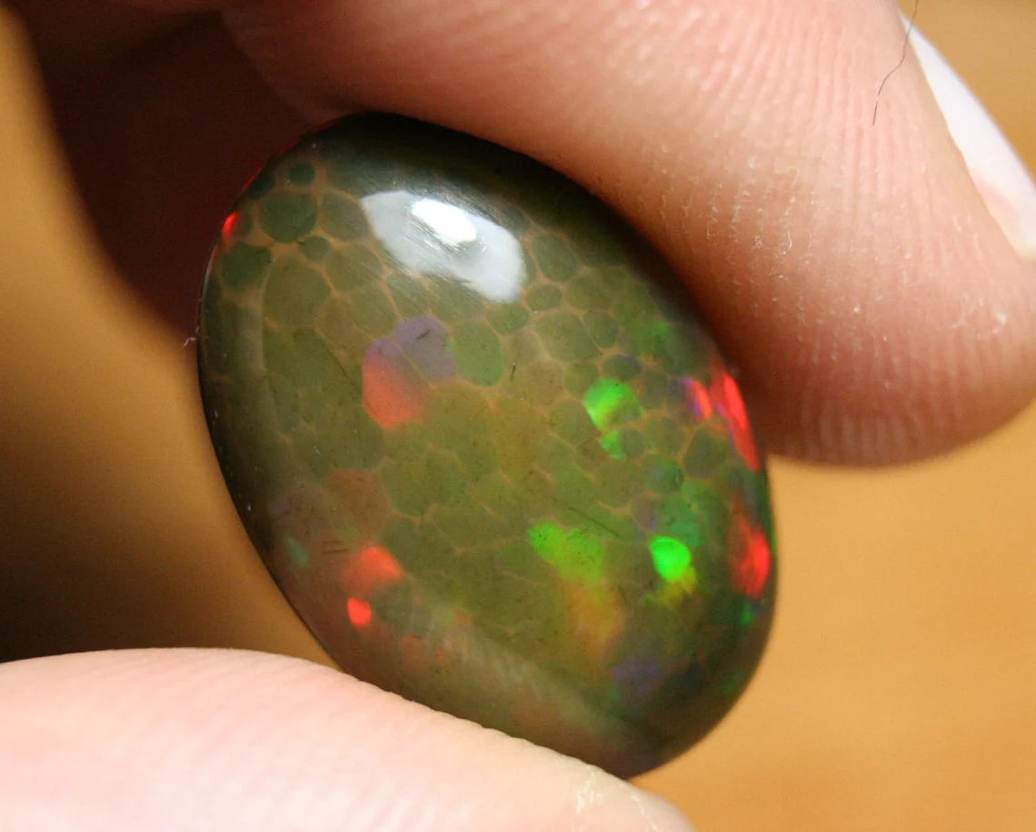 Welo Black Opal Cabochon 11.97ct Rainbow Honeycomb AAA Opal - See Video