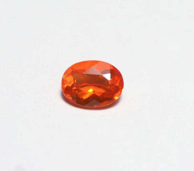 Faceted Mexican Fire Opal 0.6ct Quality Natural Oval Cut Vivid Orange Fire Opal 7x5mm