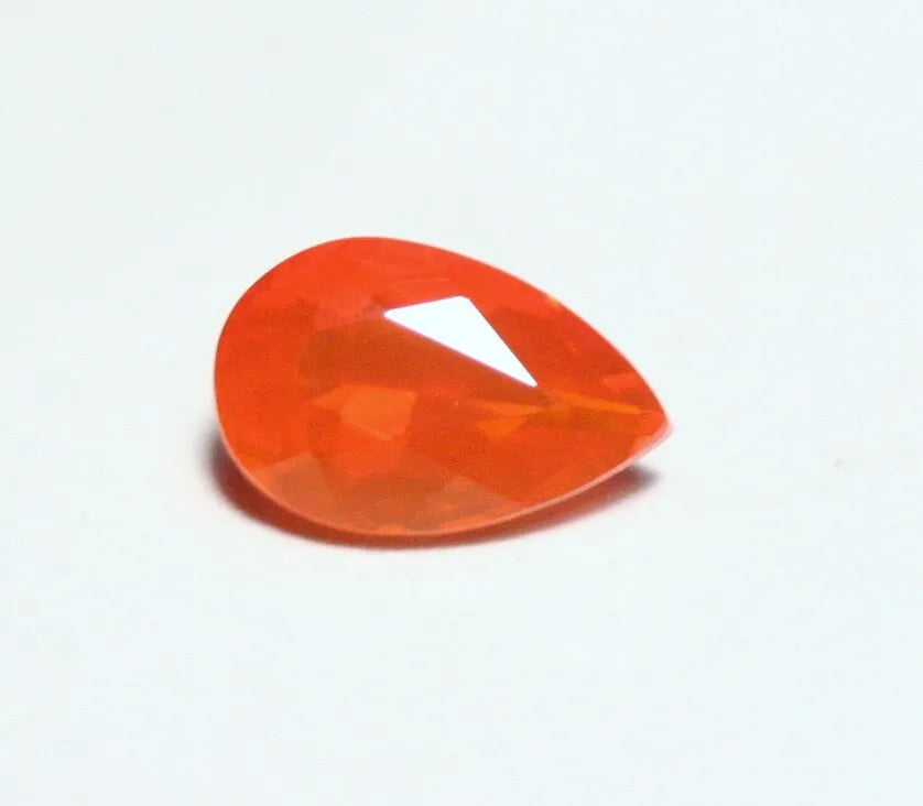 Faceted Orange Mexican Fire Opal 1.07ct Pear Cut Natural Rich Opalescent 9x6mm