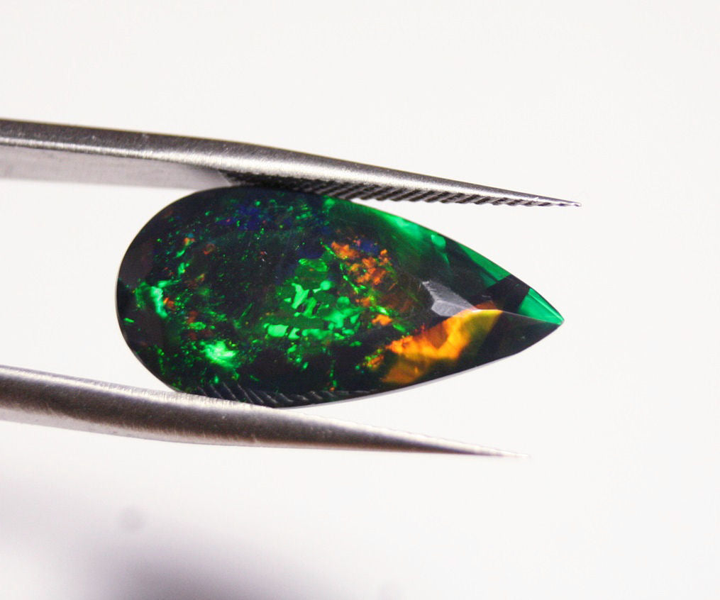 Faceted Black Welo Opal 5.2ct Rainbow Blaze AAA Natural Ethiopian Opal Video