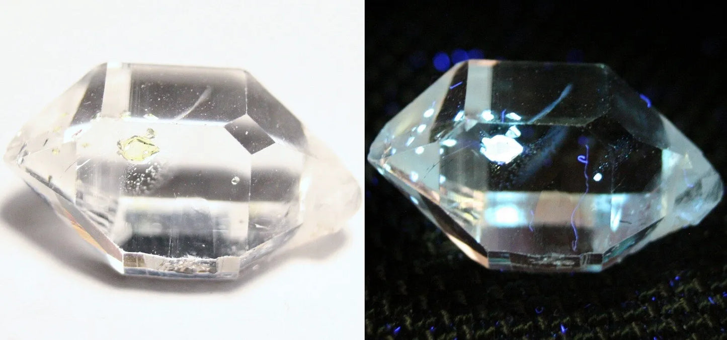 10.8ct Rare Fluorescent Petroleum Enhydro Oil Diamond Quartz Crystal AAA 19x11mm