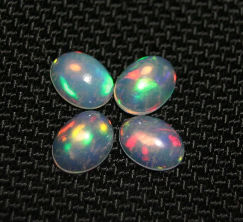 Welo Crystal Opal Cabochon 2.6ct 4pc Lot Lovely Natural Matching Opal Lot 8x6mm